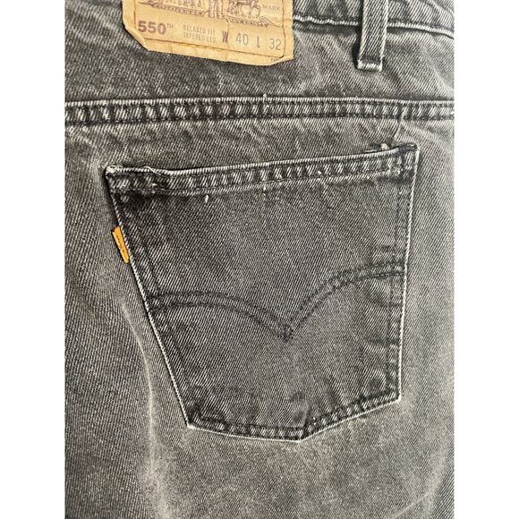 Vintage Levis 550 Jeans Mens 40x32 Black Relaxed Fit Tapered Leg Orange Tab 90s - Picture 9 of 13